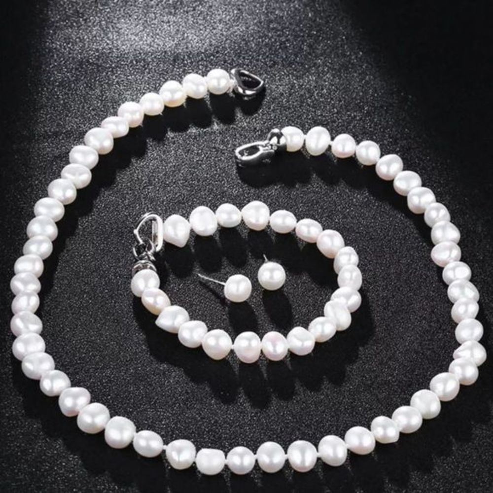 - Fresh natural‎ water pearls set earrings necklace and bracelet